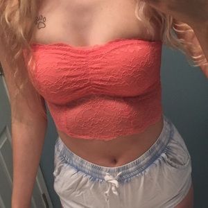 coral pink lace bandeau from american eagle